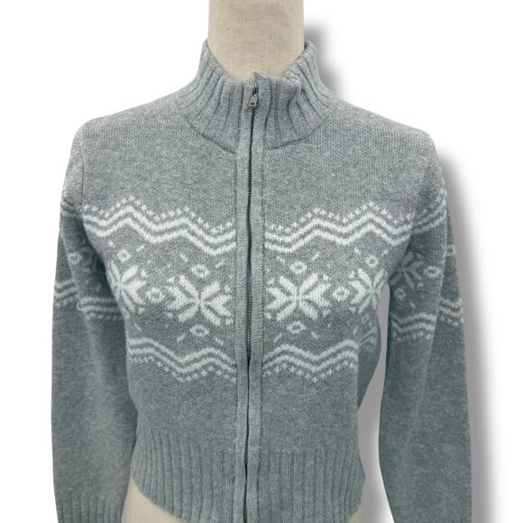NEW Planet Heart Gray Fair Isle Sweater Size XL Gray White Winter Snow Nordic - Picture 3 of 10